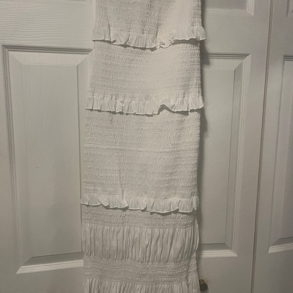 White Ruffled Midi dress